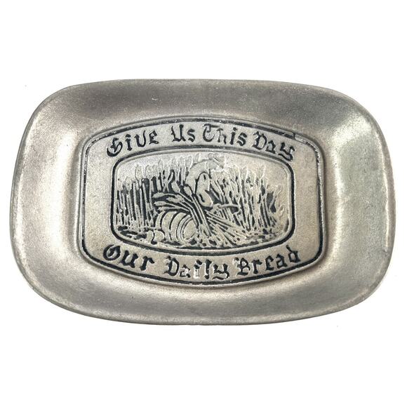 Give Us This Day Our Daily Bread Pewter Tray The Olde Bradford Co Troy, PA 6x9” - Picture 1 of 6